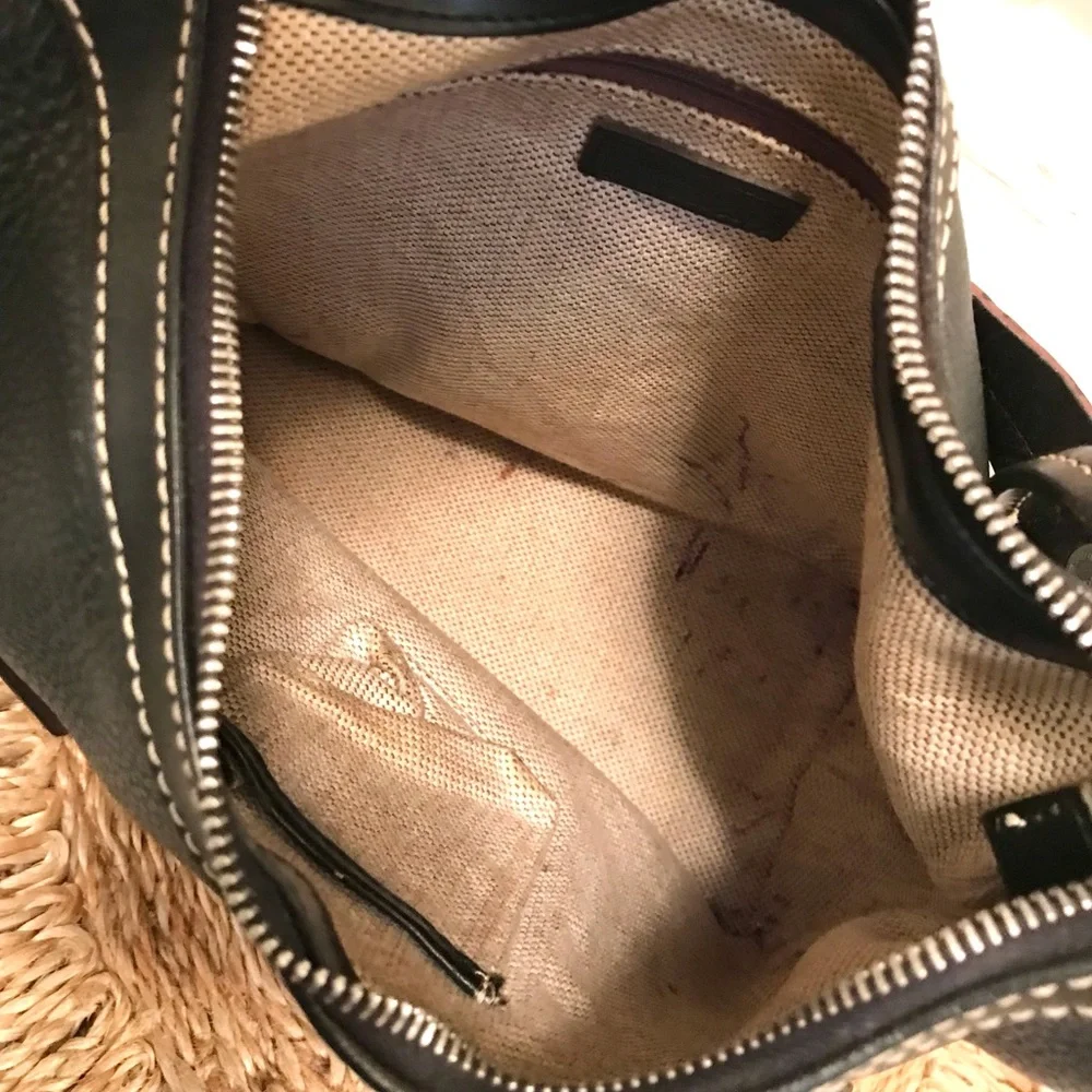 Vintage Dooney & Bourke Black Pebbled Leather Hobo Bag Y2K